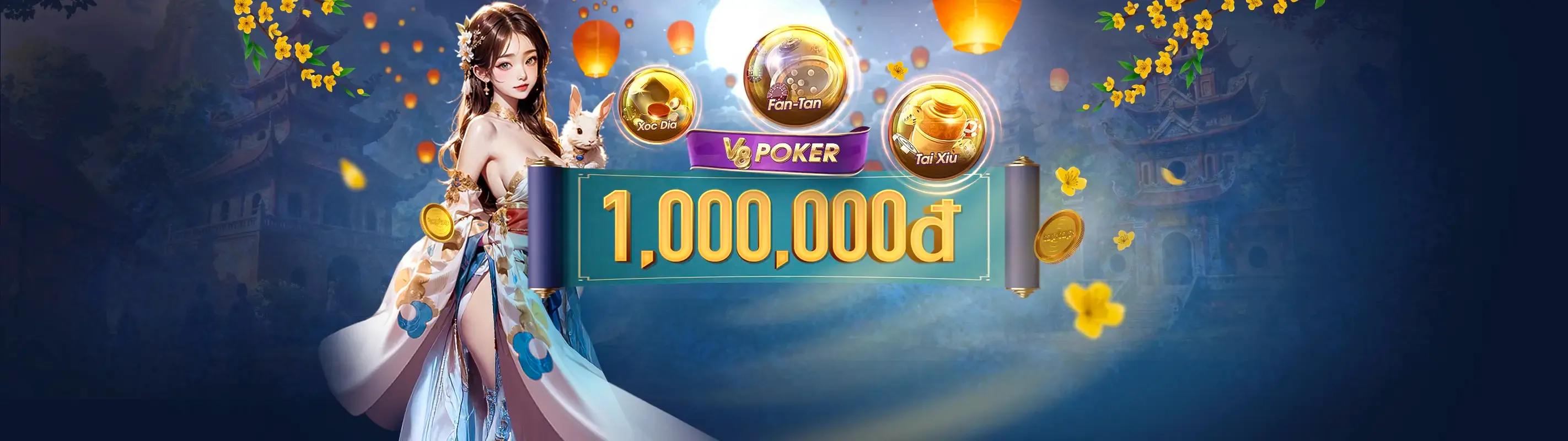 Banner chính Nổ Hũ Zon Club với máy slot và tiền vàng